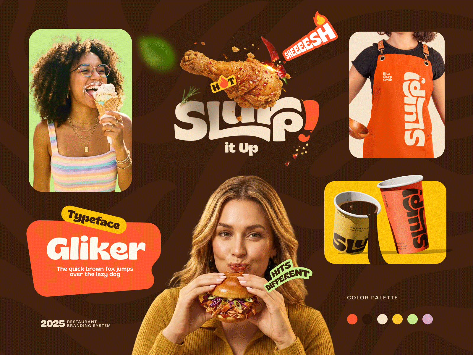 SLURP - Fast Food Brand Identity Design branding clean ui fast food food packaging graphic design modern ui ui