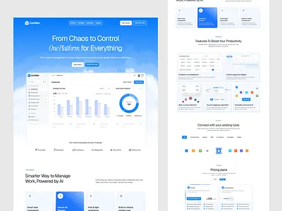 AI SaaS Landing Page | CRM Project Management Platform ai ai agent ai work management all in one analytics b2b b2c business management saas crm integration landing page management platform project management saas saas landing page task management team collaboration team productivity web design website workflow