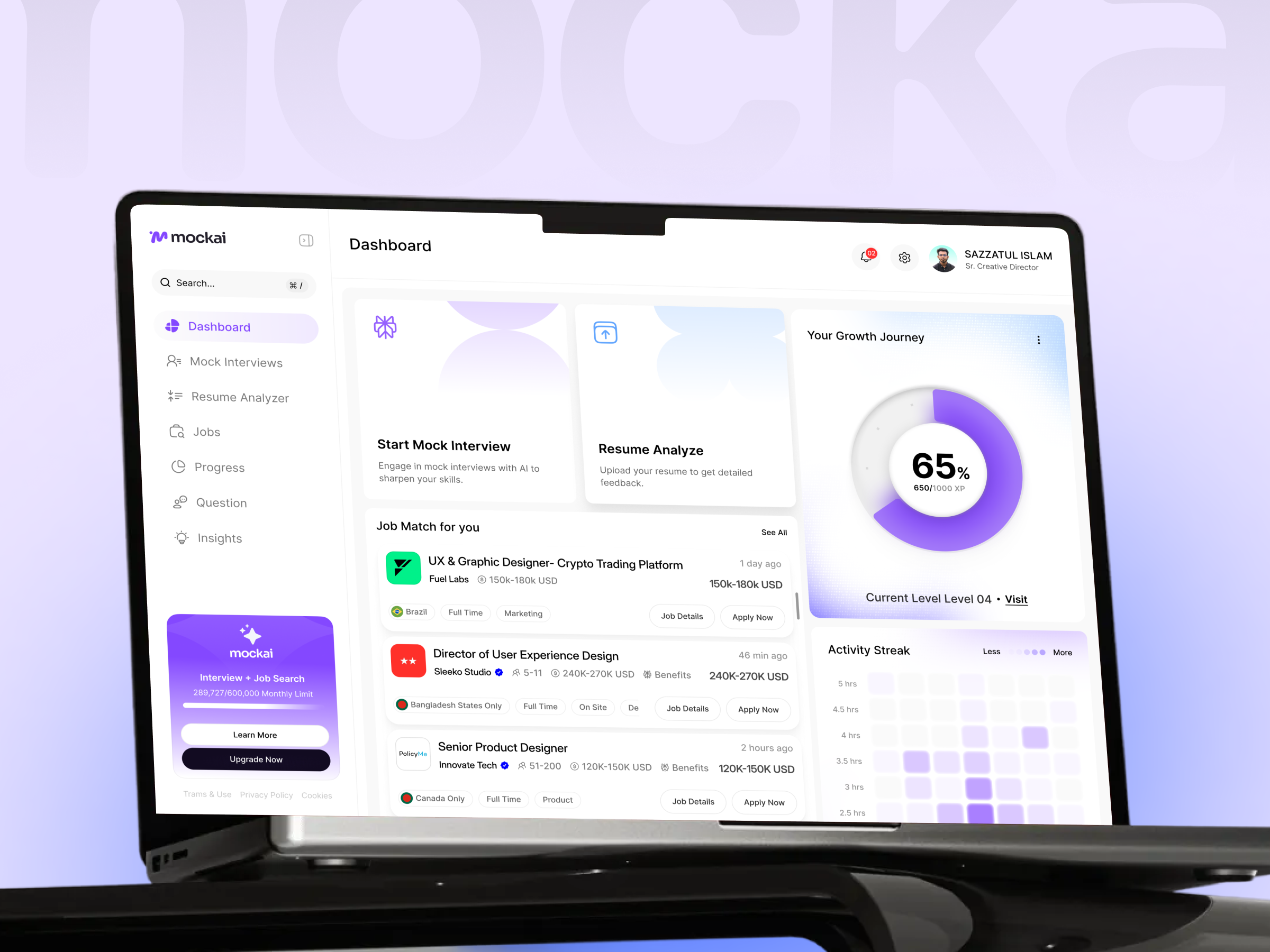 Career Intelligence SaaS Dashboard | Mock AI aidashboard aidesign aiproduct careerplatform dashboarddesign designsystem productdesign saasdesign uiux uxdesign webappdesign