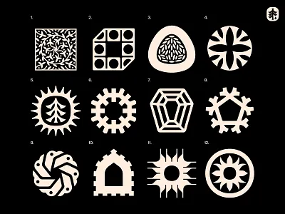 Letter O compendium architecture castle cobweb coffin corridor for sale forest icon leaves logo nature onigiri pine rook sand dollar seal sol sun symbol typography