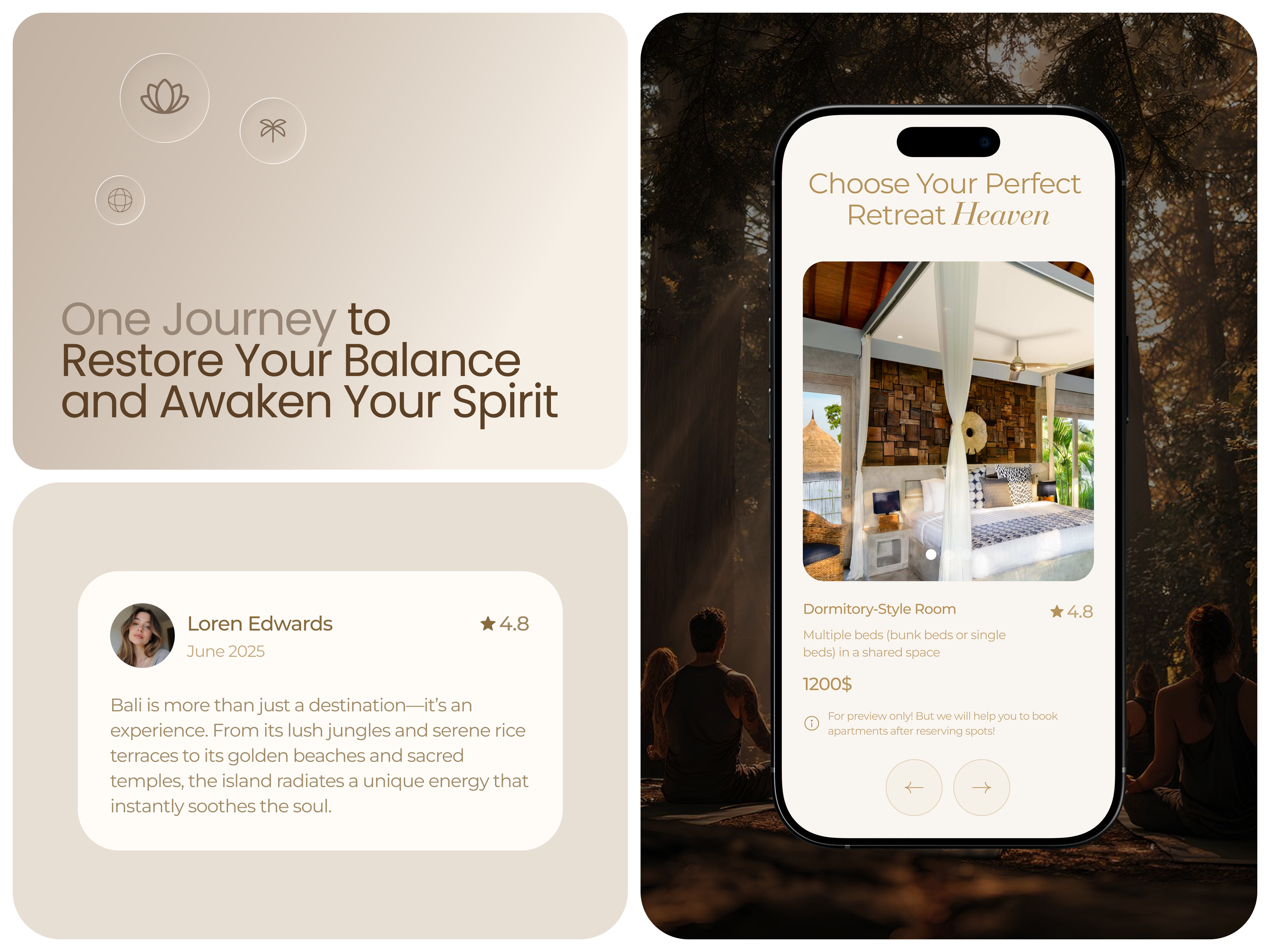 Yogi Times | Retreat Booking & Destination UI ai b2b figma framer landing page redesign responsive design saas startup ui ux webdesign webflow website website design wordpress