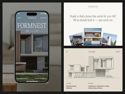 Formnest Collective - Modern Homes for Contemporary Living architecture branding clean minimal mobile property real estate web design website