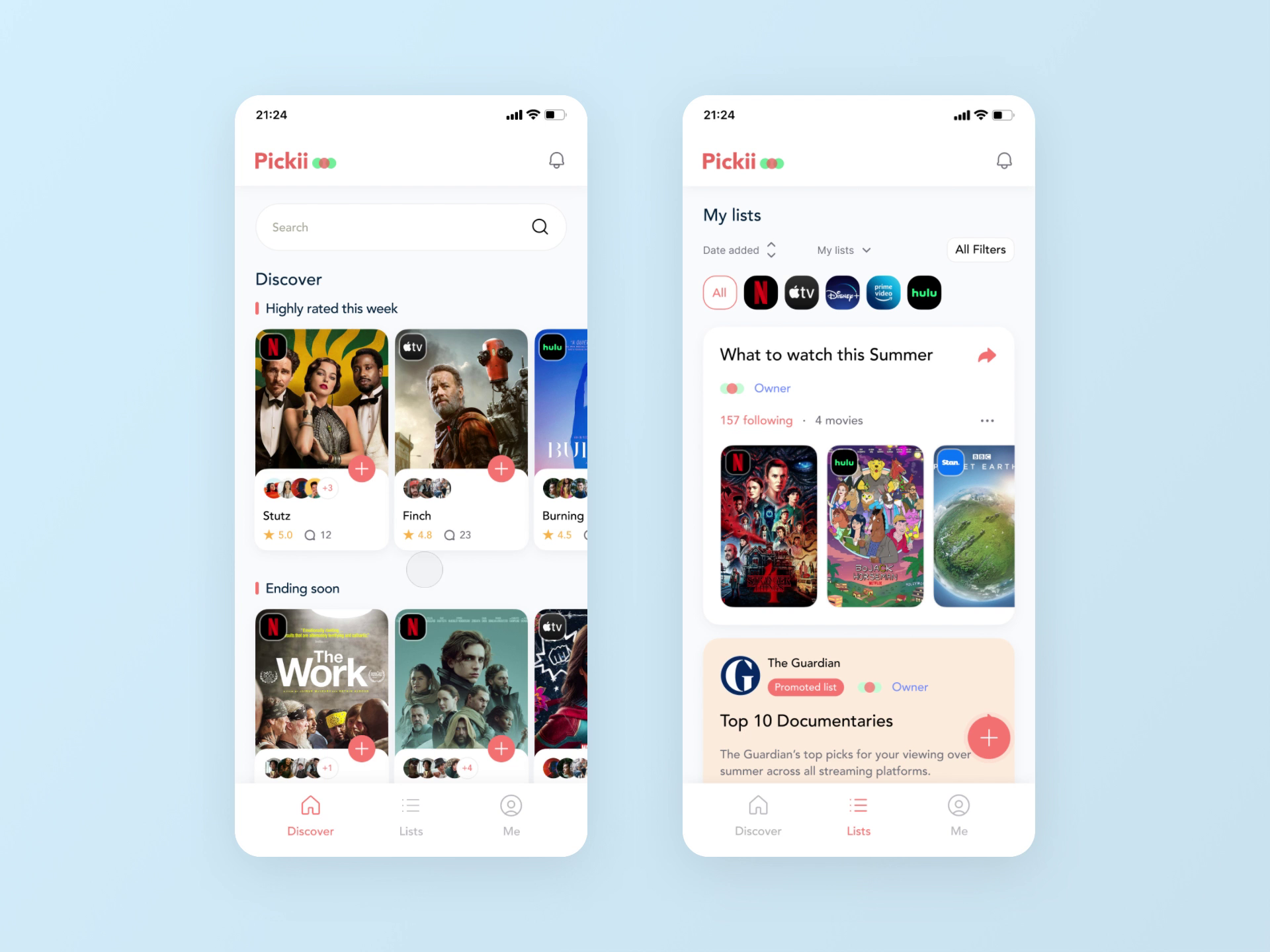 Example of Pickii - UX/UI Design for Mobile-First Streaming platform