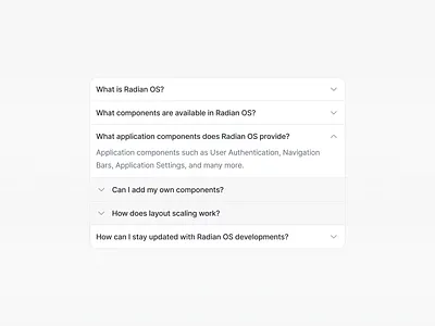 Nested Accordion Component accordion accordion component clean design collapsible row content hierarchy contextual help expandable menu faq faq design first time userflow help center icon rotation interface knowledge base nested accordion onboarding product design support support menu user guide