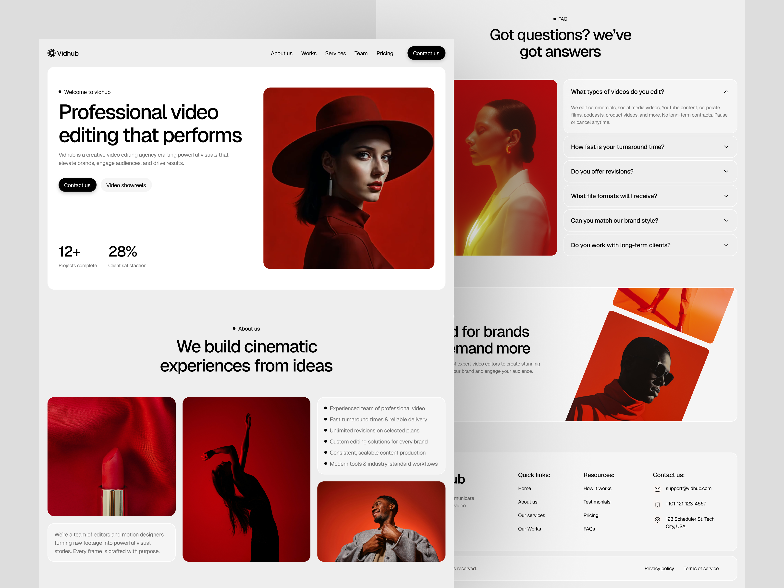 Video Editing Agency Website Design design interface product service startup ui ux web website