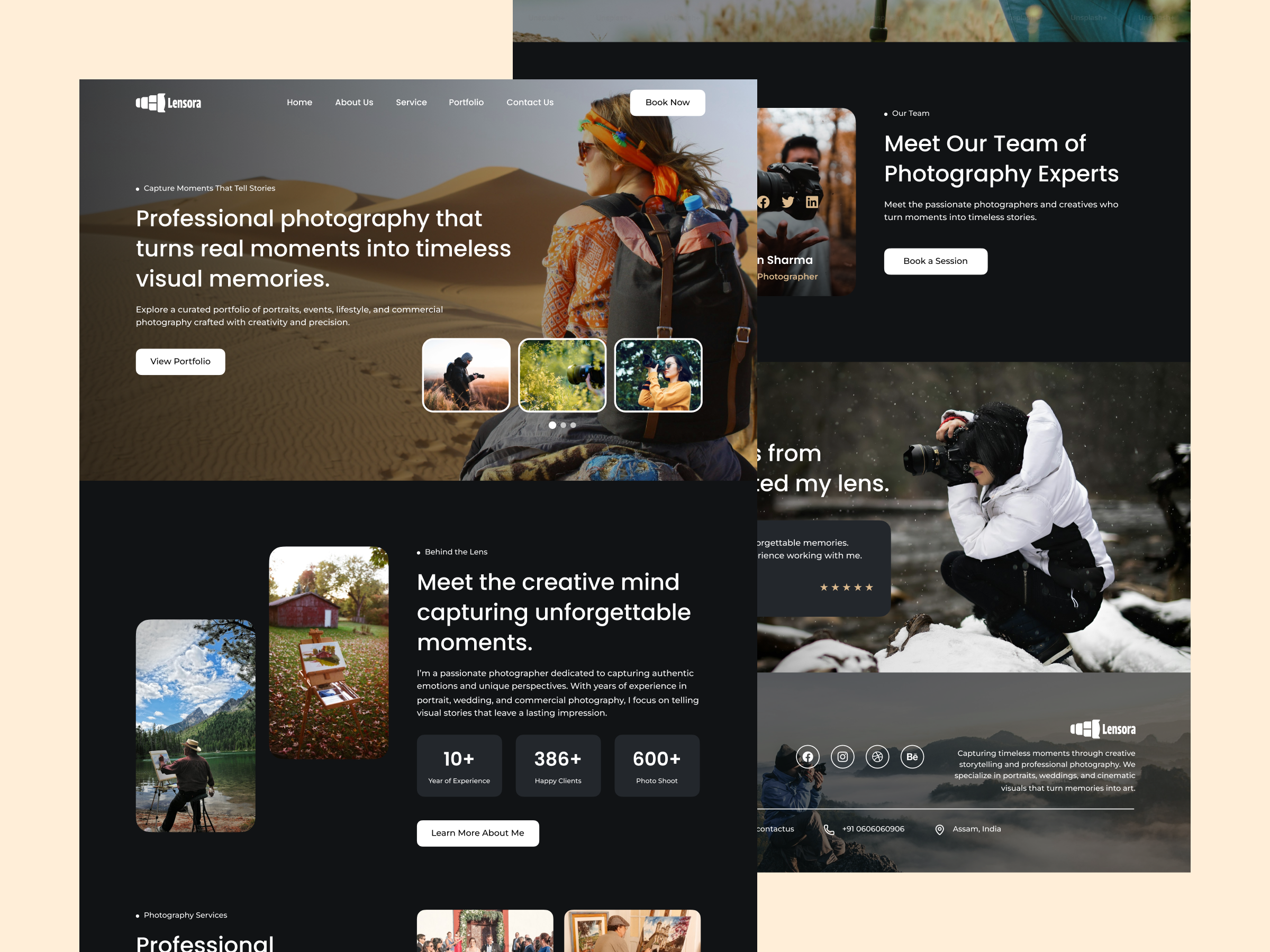 Lensora Studio — Photography Website Design branding design graphic design logo typography u ui ux