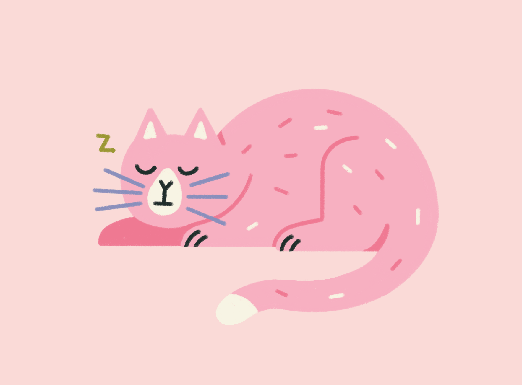 Snoozing Cat animation cat design drawing illustration kitten photoshop pink procreate sleeping snooze tired