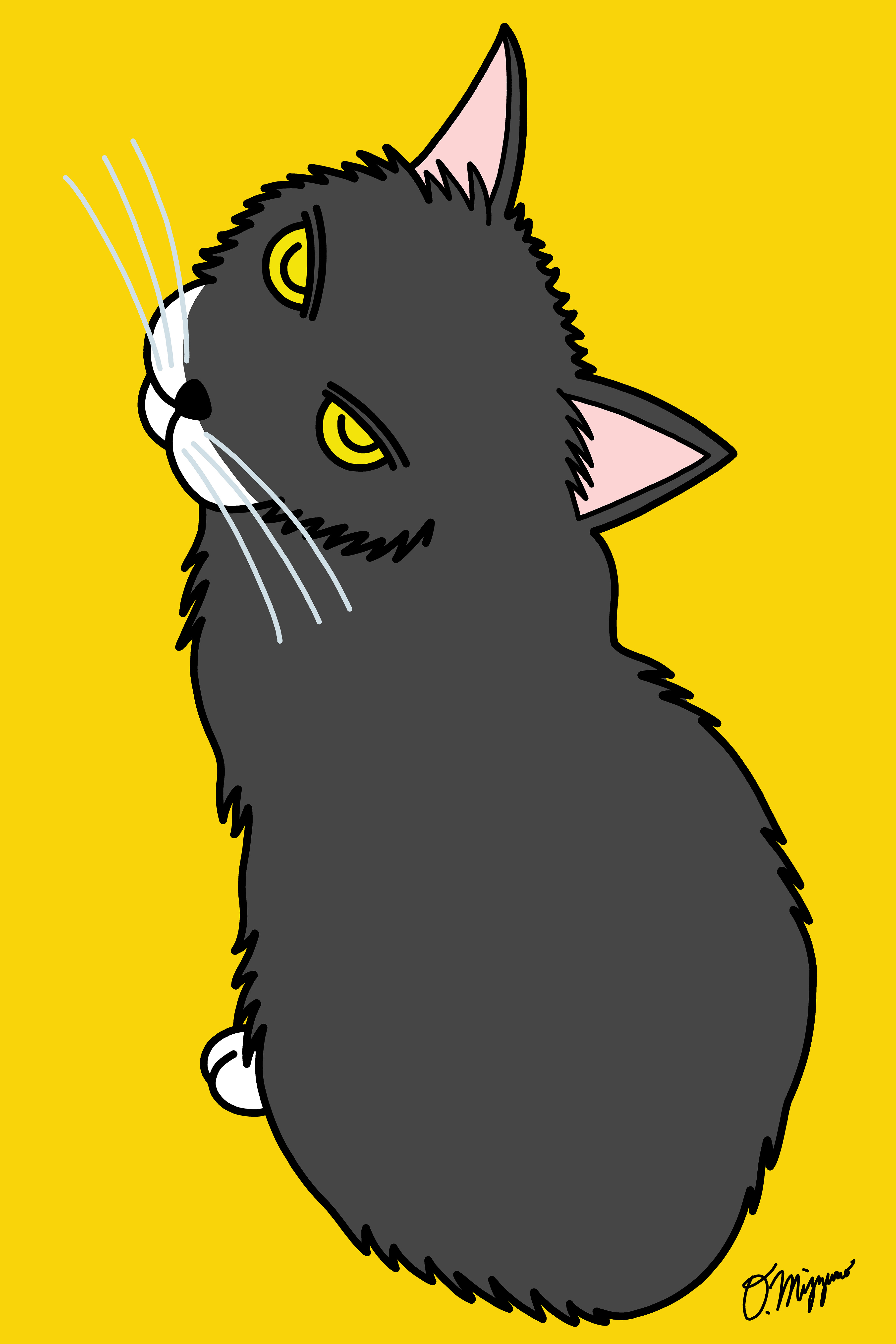 Black & White Cat animal cartoon cat cat art cute illustration pop art