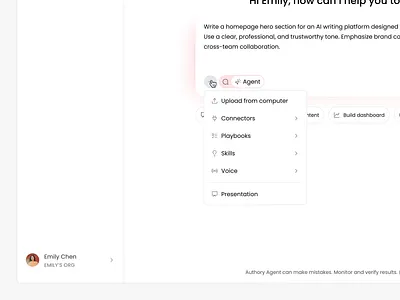Authory - Popover Menu ai button card dashboard design menu popover prompt saas shadow sidebar ui ux webapp website