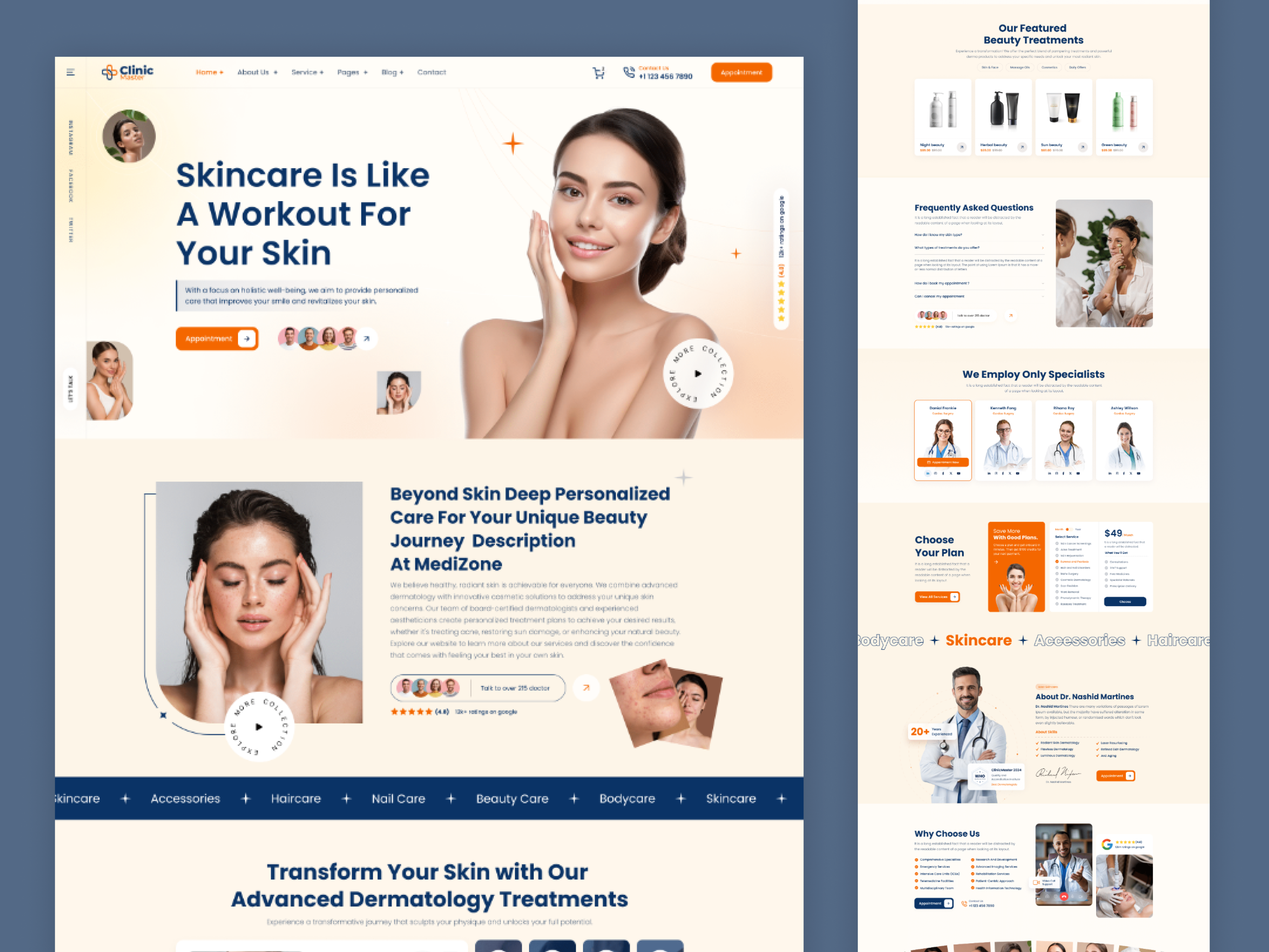 ClinicMaster - SkinCare Template branding creative design graphic design illustration logo product design template ui uiux website