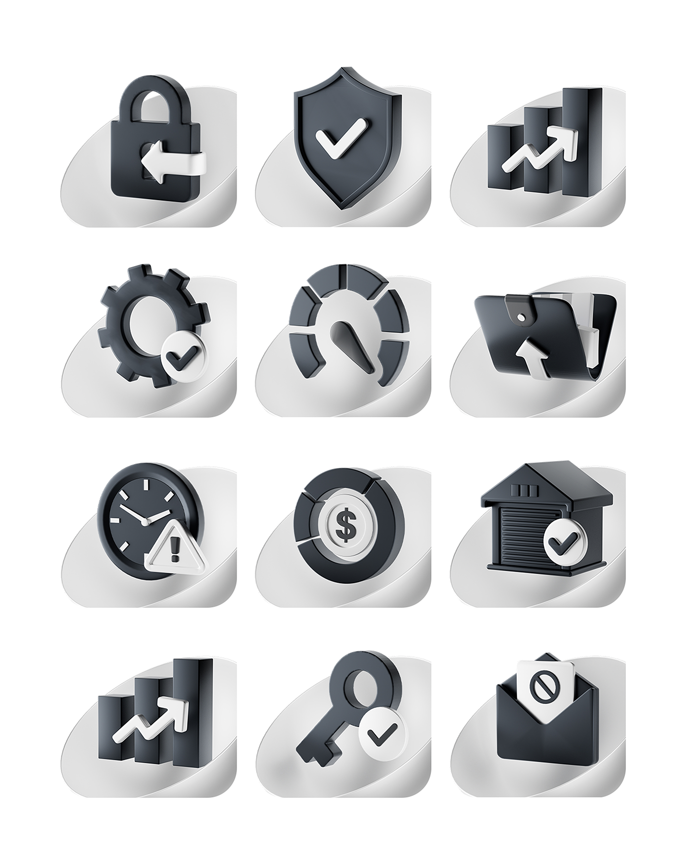 3D web icons, safety guarantee icon design, fintech web3 Revolut 3d 3d banner 3d designer 3d icon 3d icon design 3d iconography 3d ui 3d website 3d значок 3д banking 3d icons black and white design black icon design fintech fintech icons guarantee icons product design revolut revolut 3d web icon