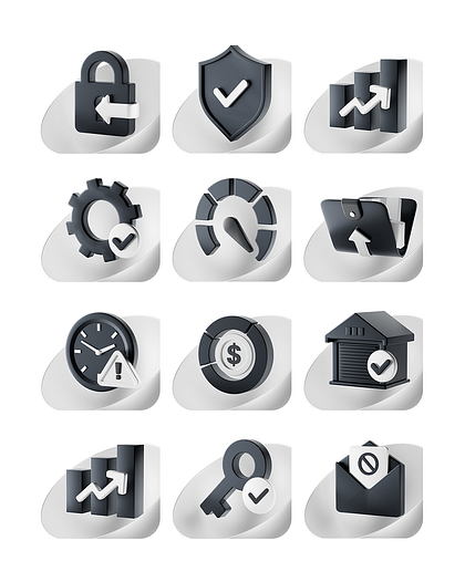 3D web icons, safety guarantee icon design, fintech web3 Revolut