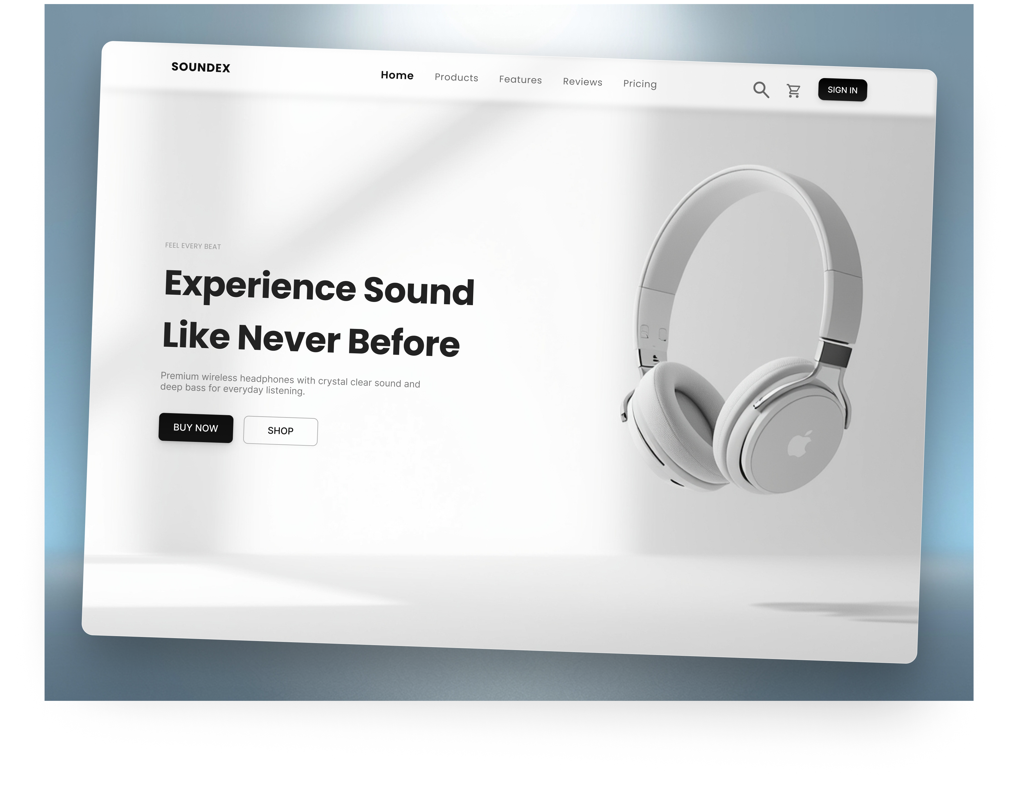 Minimal Headphone Landing Page UI — Clean & Modern Design 3d design branding clean design dribbble ecommerce design glassmorphism hero section interface design landing page minimal ui modern ui neumorphism product design soft ui startup ui design user interface ux design web design website design