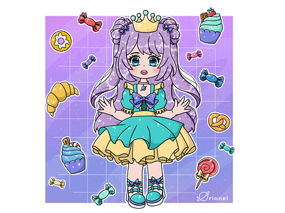 Little Candy Princess by Orionel 2d adorable anime art artwork candy cartoon character chibi cute design illustration princess sweet