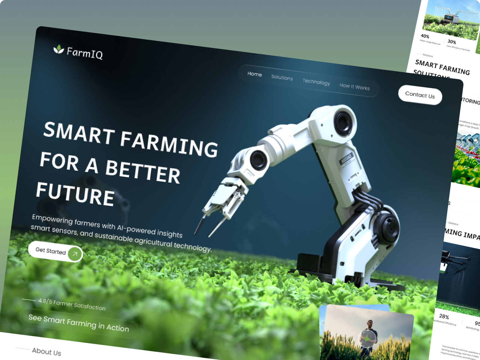 Smart Farming Technology Website UI Design agriculture web design farm business farming farming saas design graphic design green fields landing page modern design modern farming website organic farming smart farming ui template ui ui design ux ux design website website design