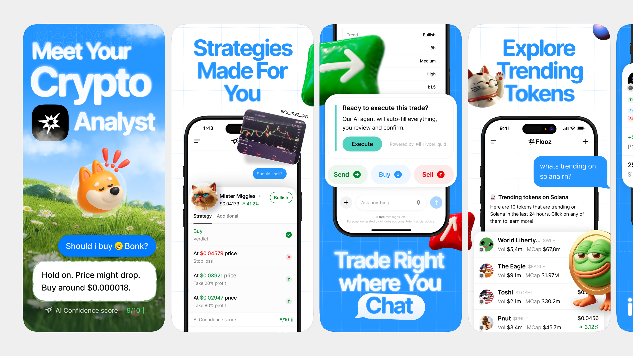 App Store Screenshots | Flooz - AI Crypto Trading app design app marketing app screenshots app store app store creative app store design app store listing app store optimization app store preview app store screenshots app store visuals aso conversion optimization google play mobile app design mobile app marketing mobile ui product design screenshot design ui design
