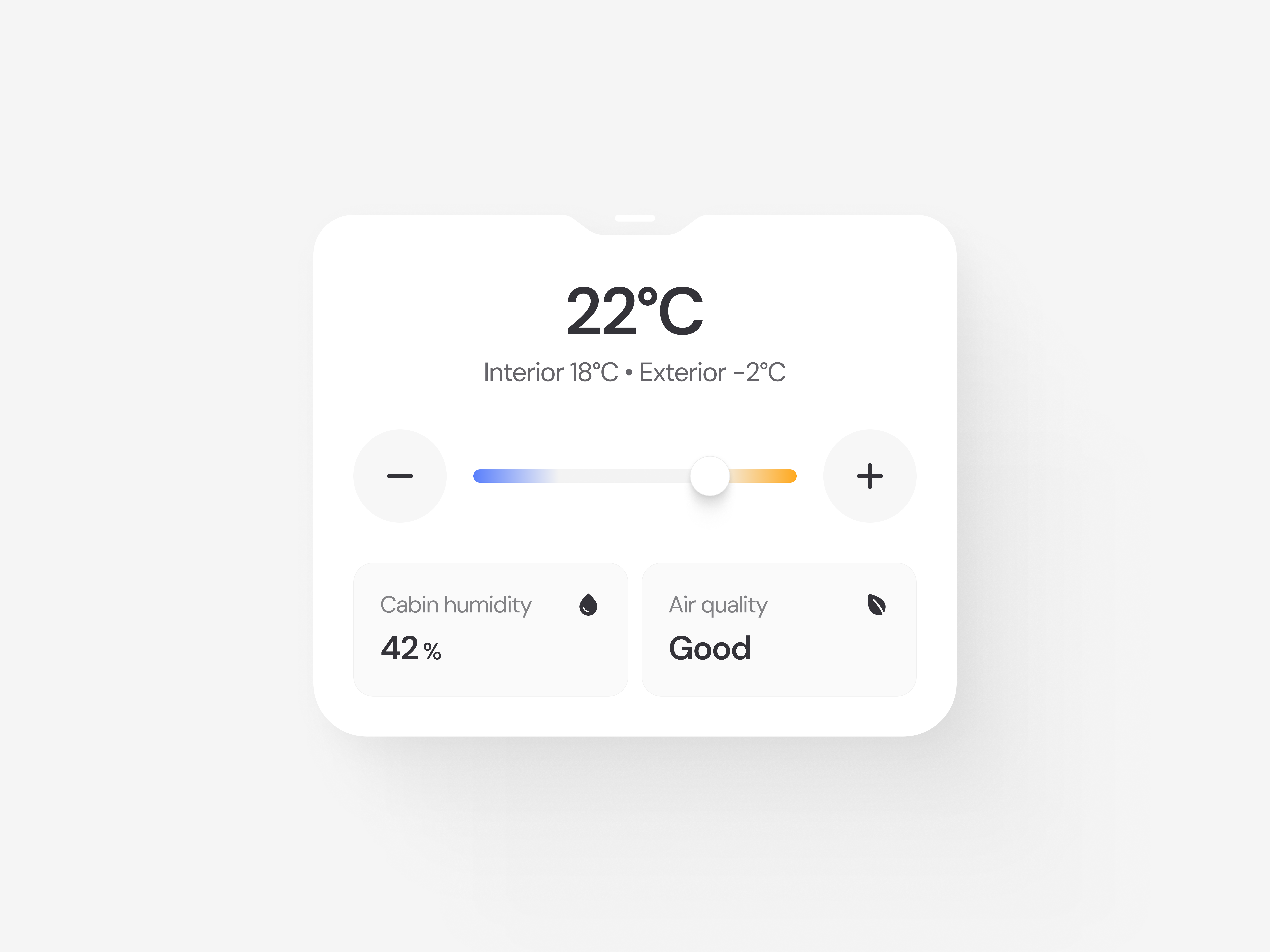 Example of Smart Climate Control WIdget for Automotive Mobile App