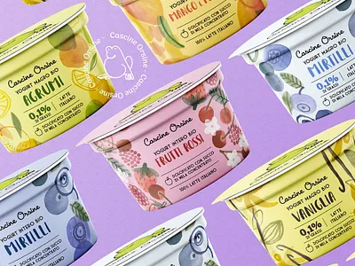 Yogurt line packaging - Cascine Orsine graphic design hand drawn illustration packaging packaging design packaging illustration visual system packaging watercolor illustration