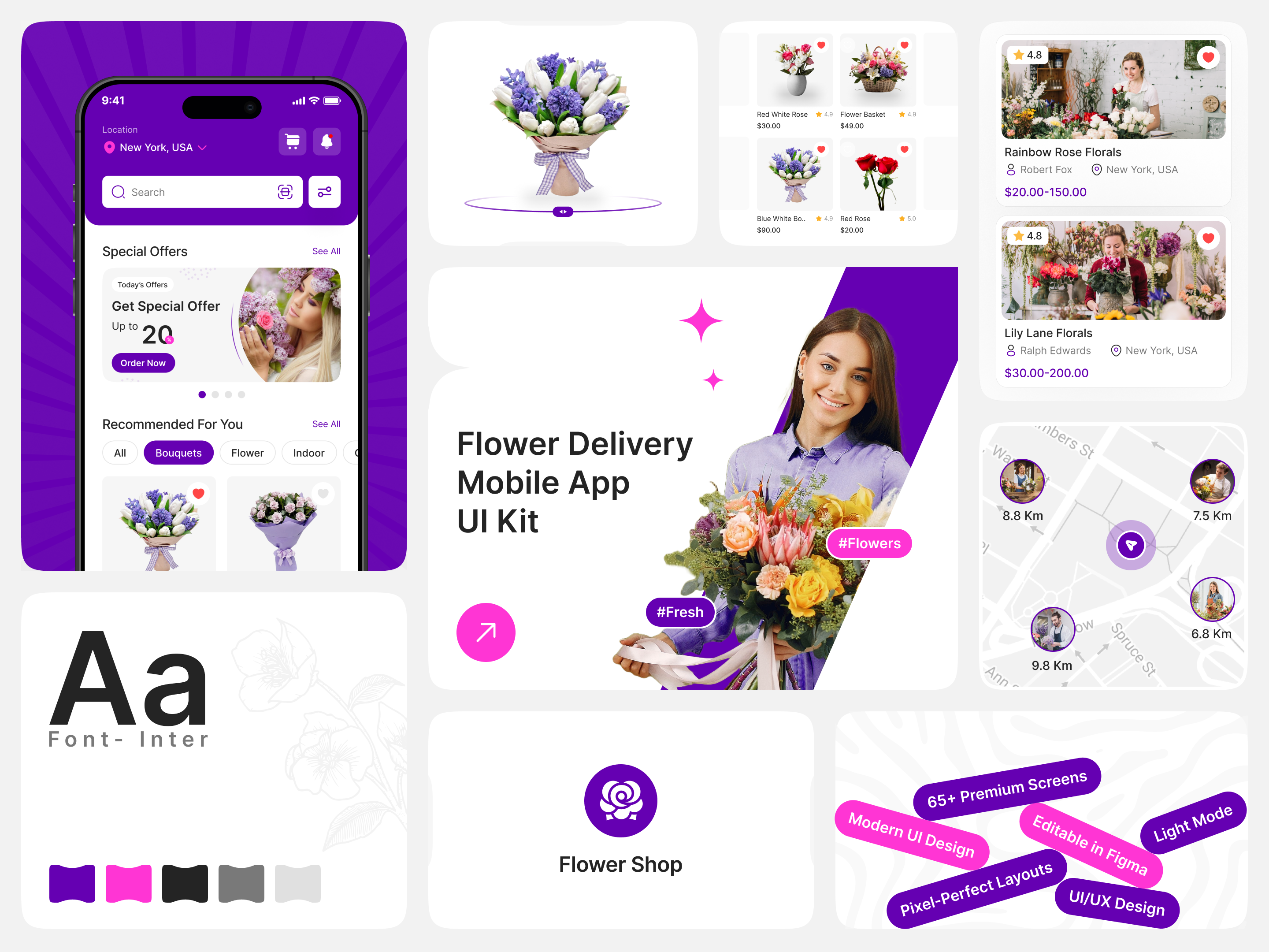 Example of Flower Delivery Mobile App UIUX Design | Figma | App Design