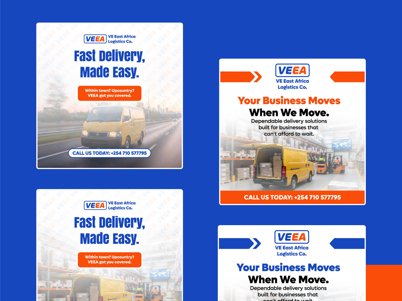 Brand Social Set + Color Variants — VE East Africa Logistics Co