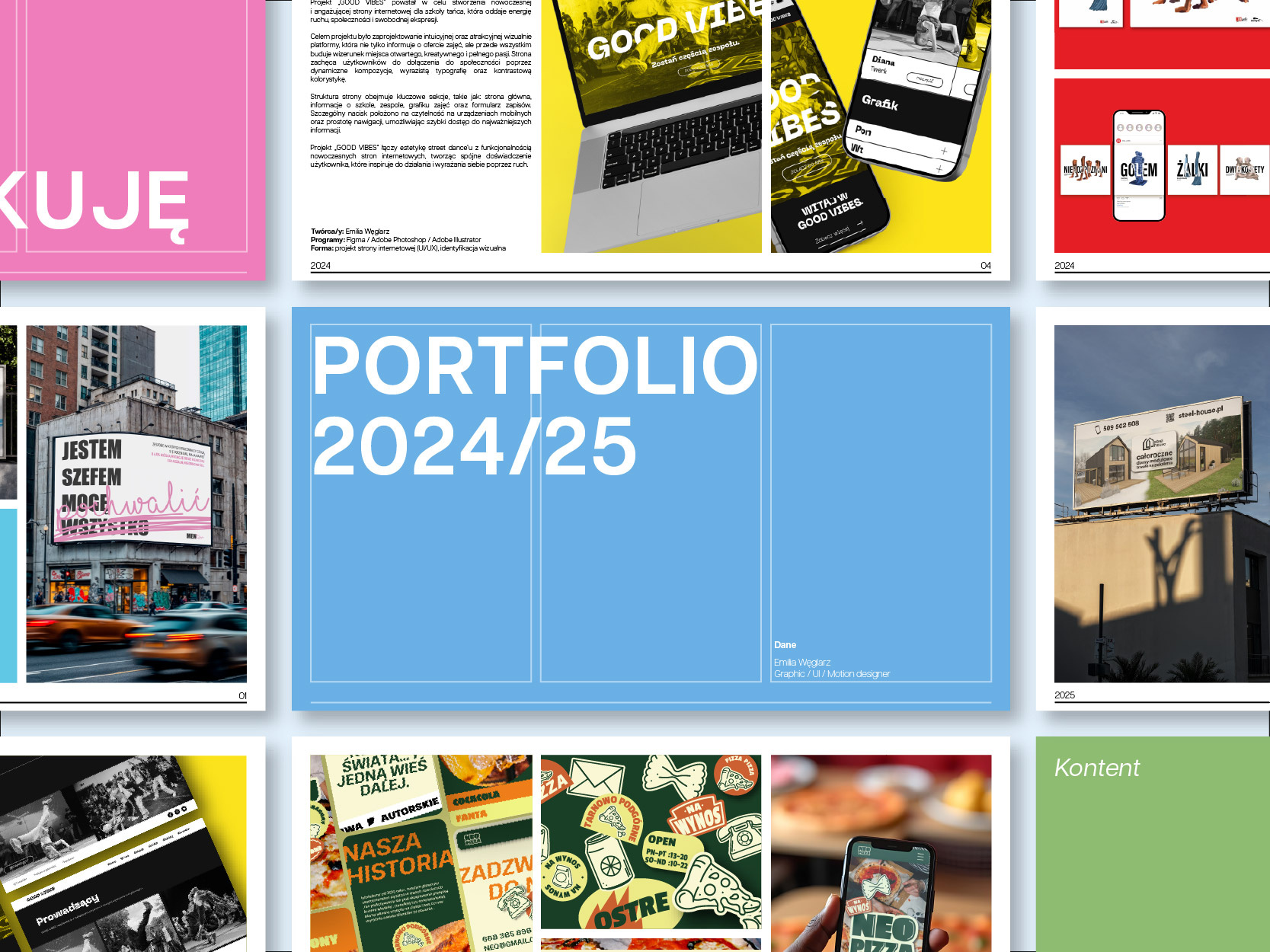 Portfolio Emilia Węglarz 2024/25 branding graphic design logo motion graphics ui