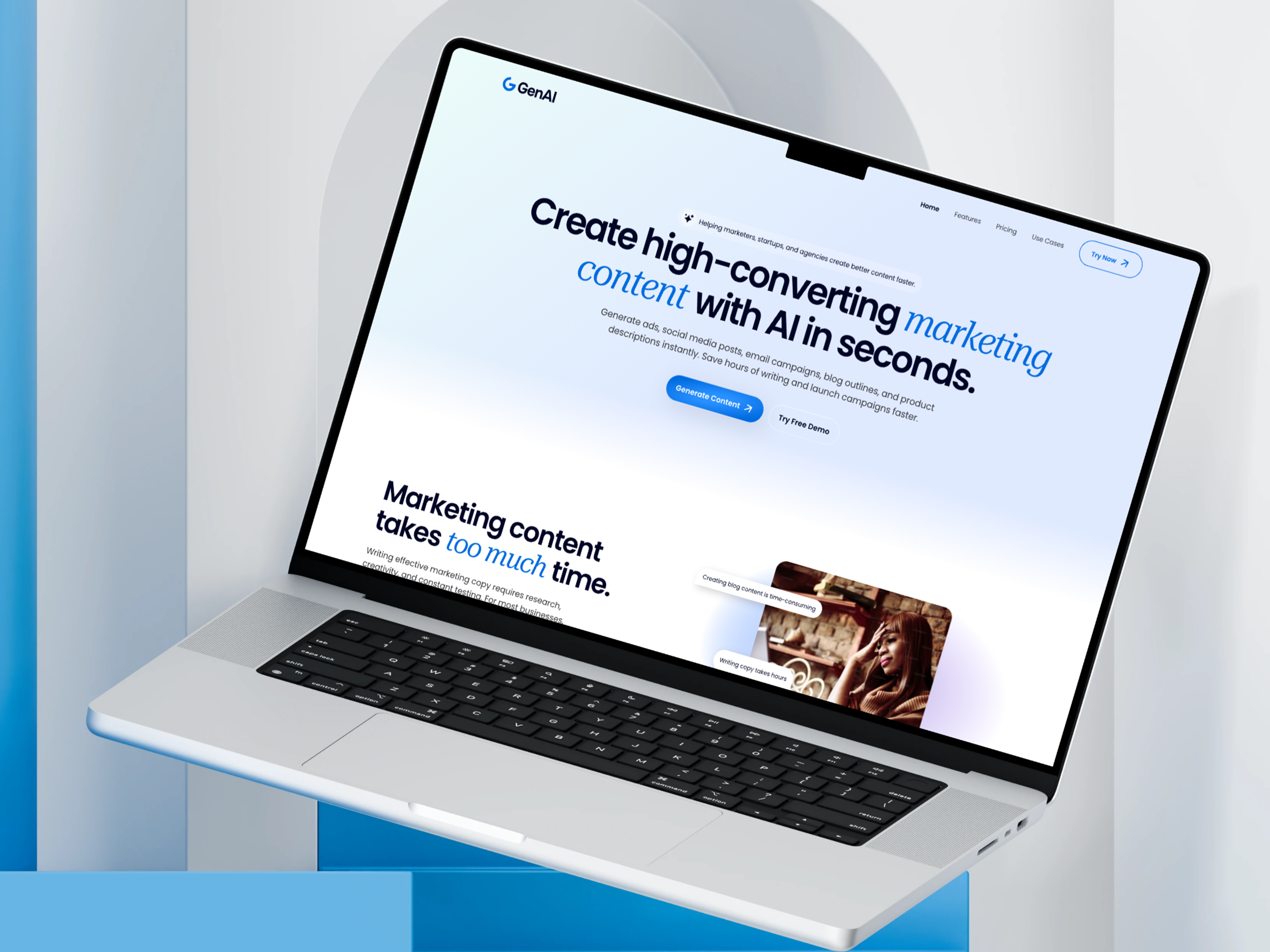 AI SaaS Website Design | Marketing Content Generator Web Design brand designer figma design figma designer figma ui designer figma website design homepage redesign landing page design saas designer saas landing page saas product design saas website design ui designer ui ux design ux designer website designer website mockup website ui ux