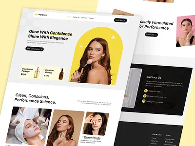 Glow Beauty Skincare Website UI Design beauty app beauty product beauty website clean design cosmetic shop cosmetics ecommerce figma design landing page minimal ui modern design responsive design skincare skincare brand ui design ui inspiration user interface ux design web ui website design