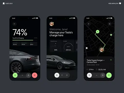 Tesla Mobile App — Premium EV Charging animation app design automotive ui car app ev app ios app mobile app ui ui design ux design