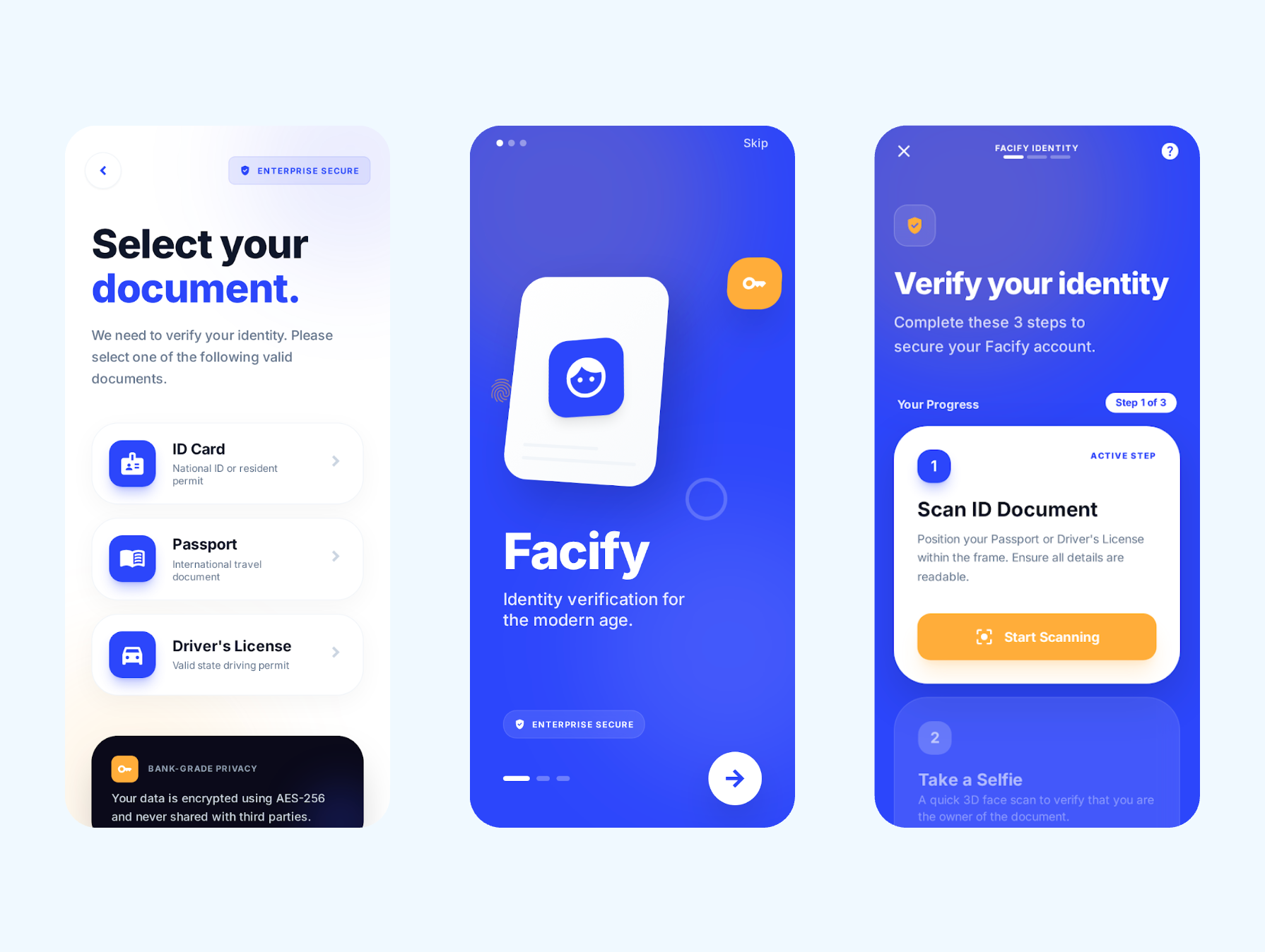 Facify - KYC Mobile App app document verification face recognition face verification know your customer kyc mobile motion graphics ui