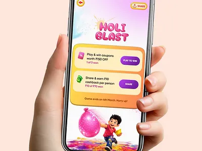 Interactive game for Holi on Swiggy animation motion graphics ui