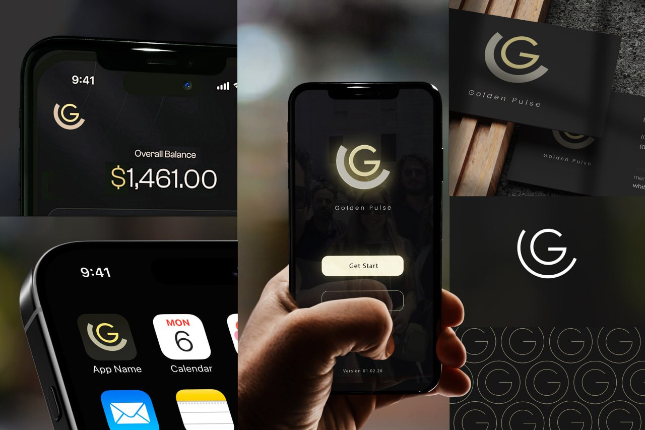 Visual identity for a crypto exchange called Golden Pulse