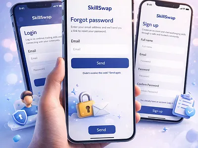 Login/Sign up SkillSwap login mobile register screen signup swap ui ux