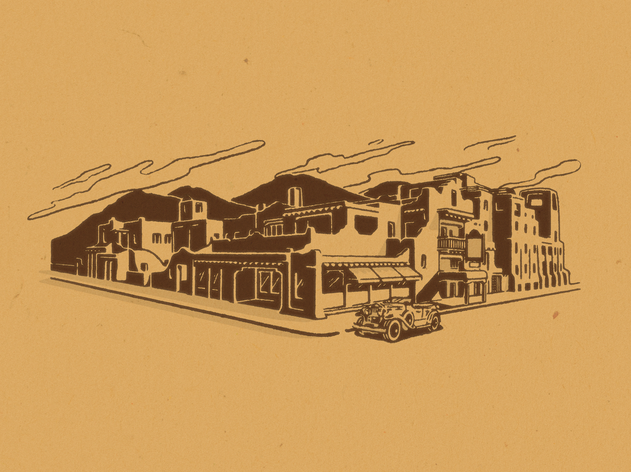 La Fonda on the Plaza: Spot Illustration adobe animation branding building facade hospitality hotel illustration new mexico southwest southwestern texture vintage