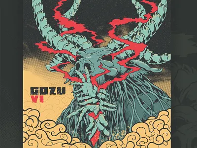 Gozu VI Album Cover band clouds cow drawing fuzz rock illustration minotaur monster music record stoner metal