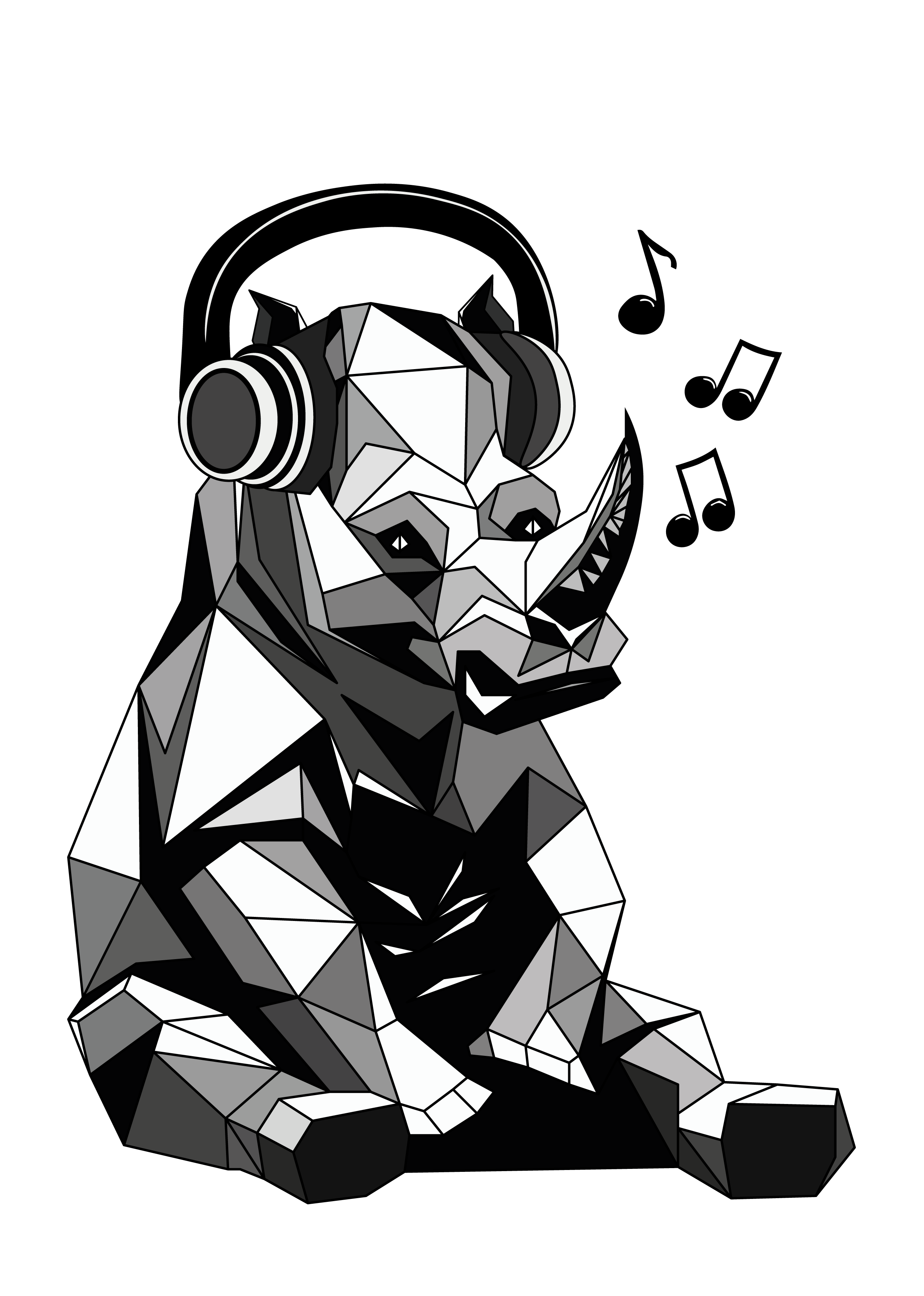 Rhino Ray Listening to Music animal sticker black and white rhino chill rhino geometric animal geometric rhino headphone rhino low poly animal minimal rhino music lover rhino music rhino music sticker polygon animal polygon rhino ray relaxed rhino rhino character rhino illustration rhino listening to music rhino sticker rhino with headphones