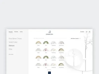 Dibbern — Dekore Collection Overview category e commerce minimalistic shop ui