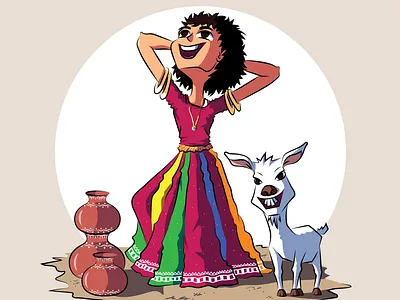 The Colorful Soul of Rajasthan colorful culture desert design digital art girl goat happy illustration illustrator india jaipur pattern rajasthan vector