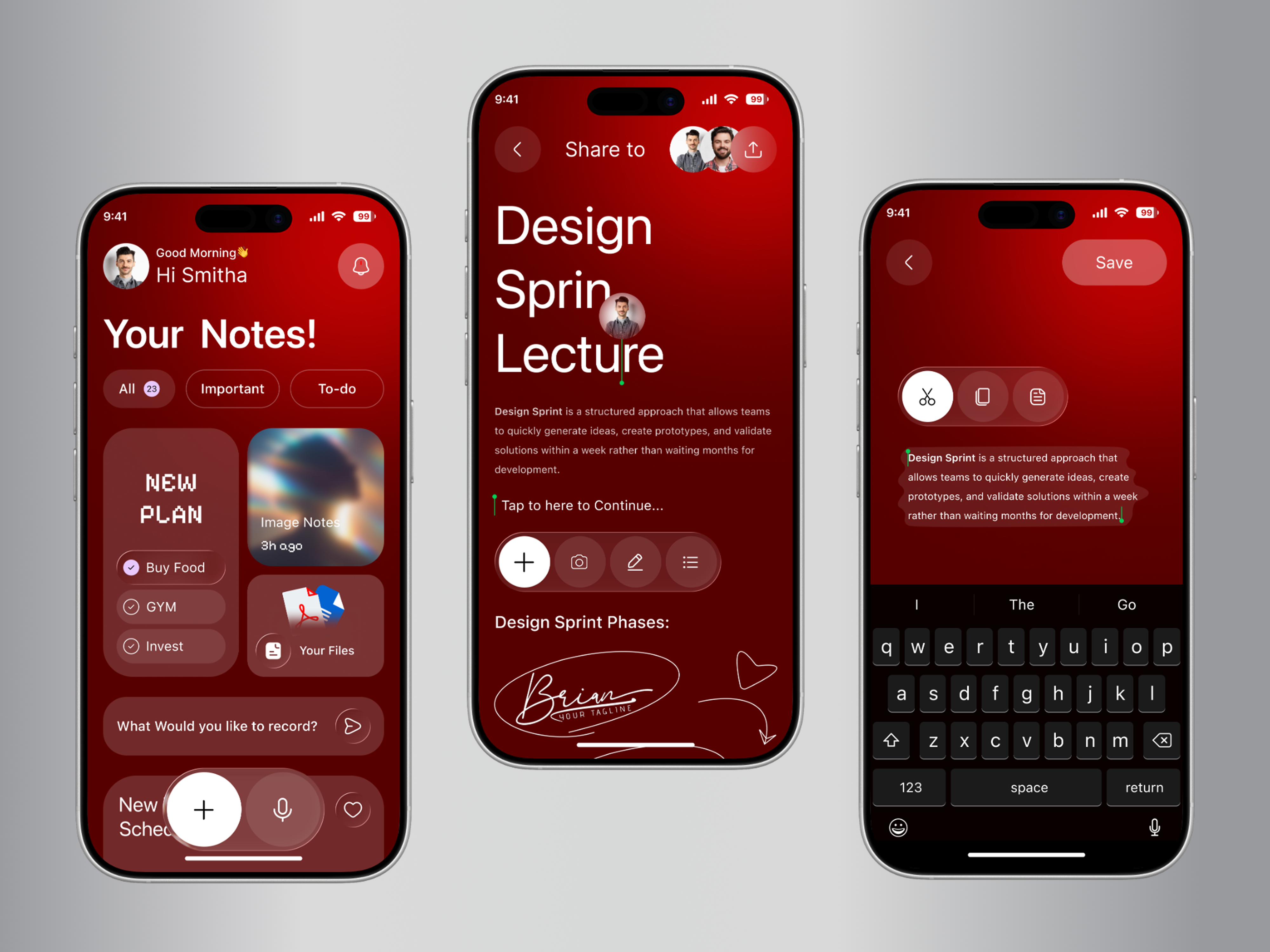 Minimal Productivity Notes App – iOS UI