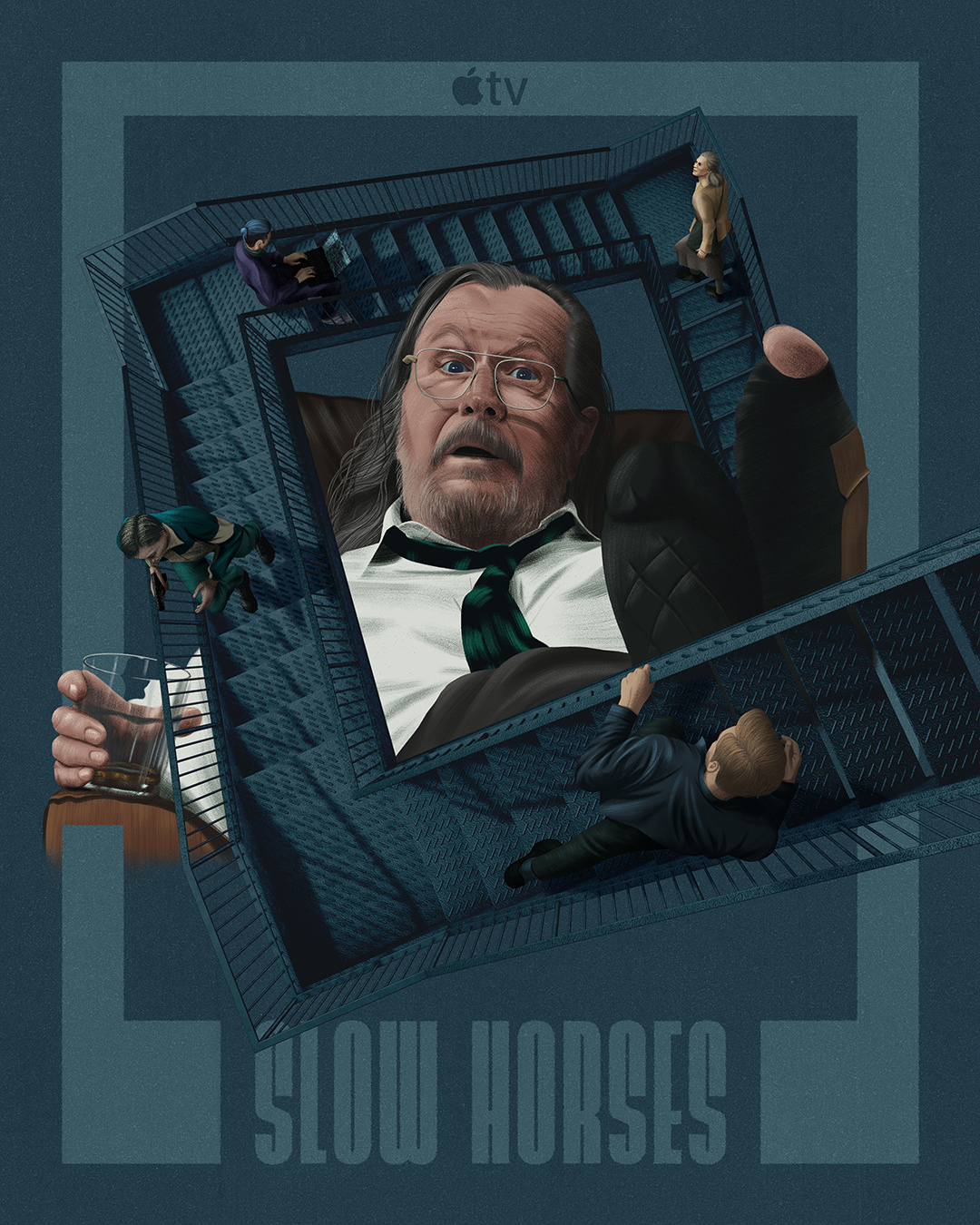 Slow horses alternative poster apple tv art direction conceptual film gary oldman graphic design illustration movie poster poster slow horses staircase tv series