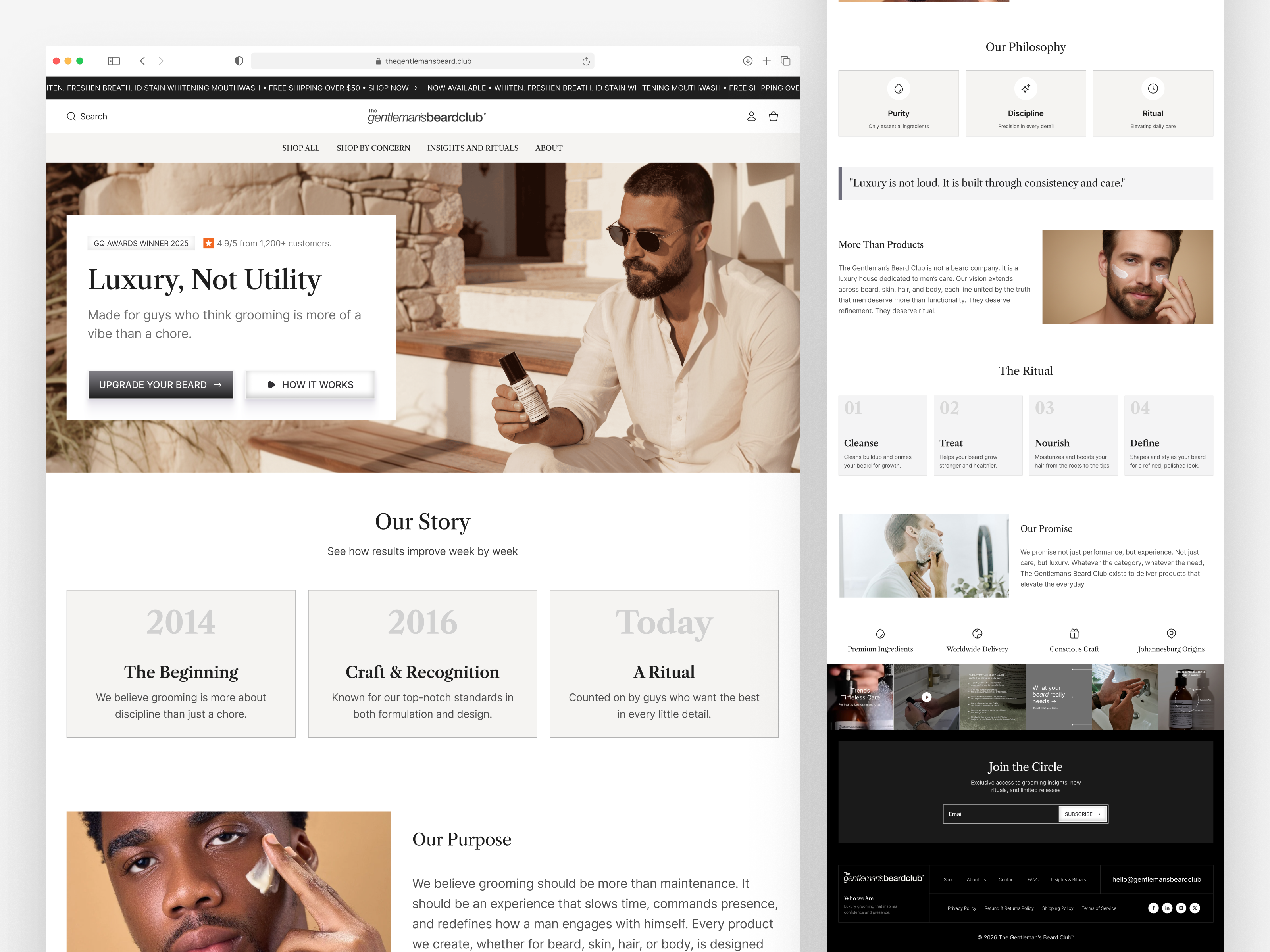 The Gentleman’s Beard — About Us Page Redesign interface product service startup ui ux web