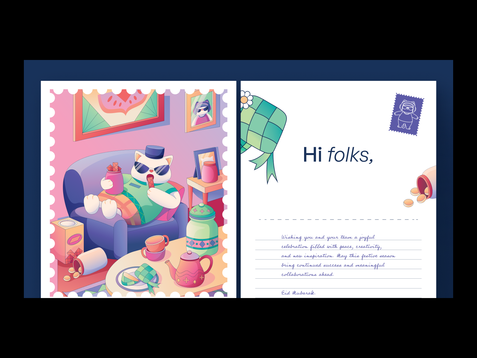 Eid Mubarak - Fumiko design eid eid al fitr eid mubarak flat graphic design idul fitri illustration illustrator ramadan vector