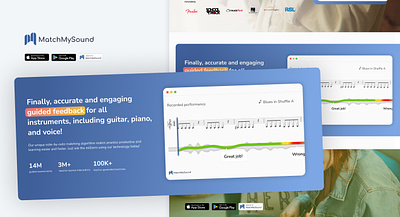 MatchMySound Website animation branding design landing page marketing website uiux web design website