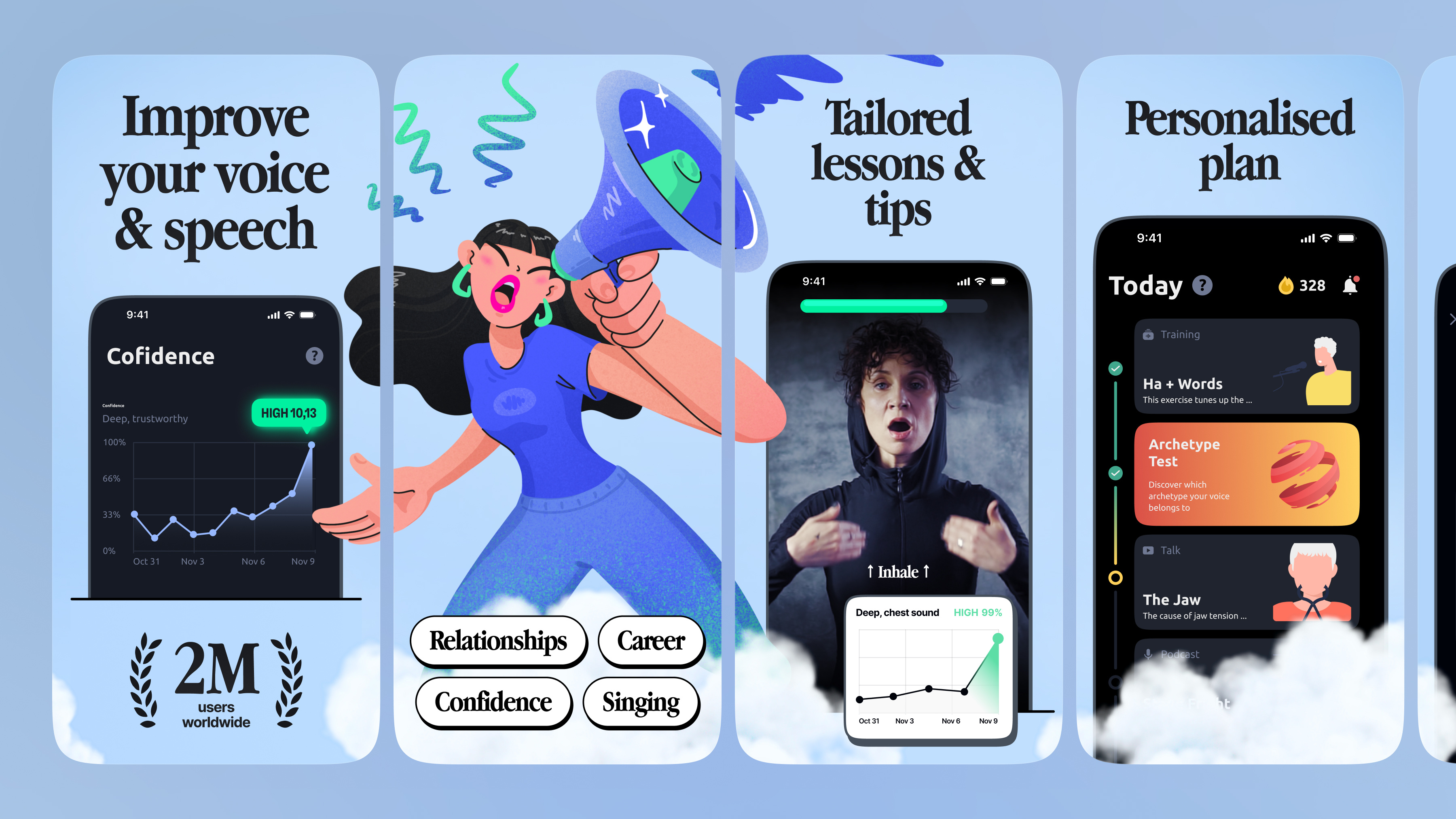 App Store Screenshots | Vocal Image: AI Speaking Coach app design app marketing app screenshots app store app store creative app store design app store listing app store optimization app store preview app store screenshots app store visuals aso conversion optimization google play mobile app design mobile app marketing mobile ui product design screenshot design ui design