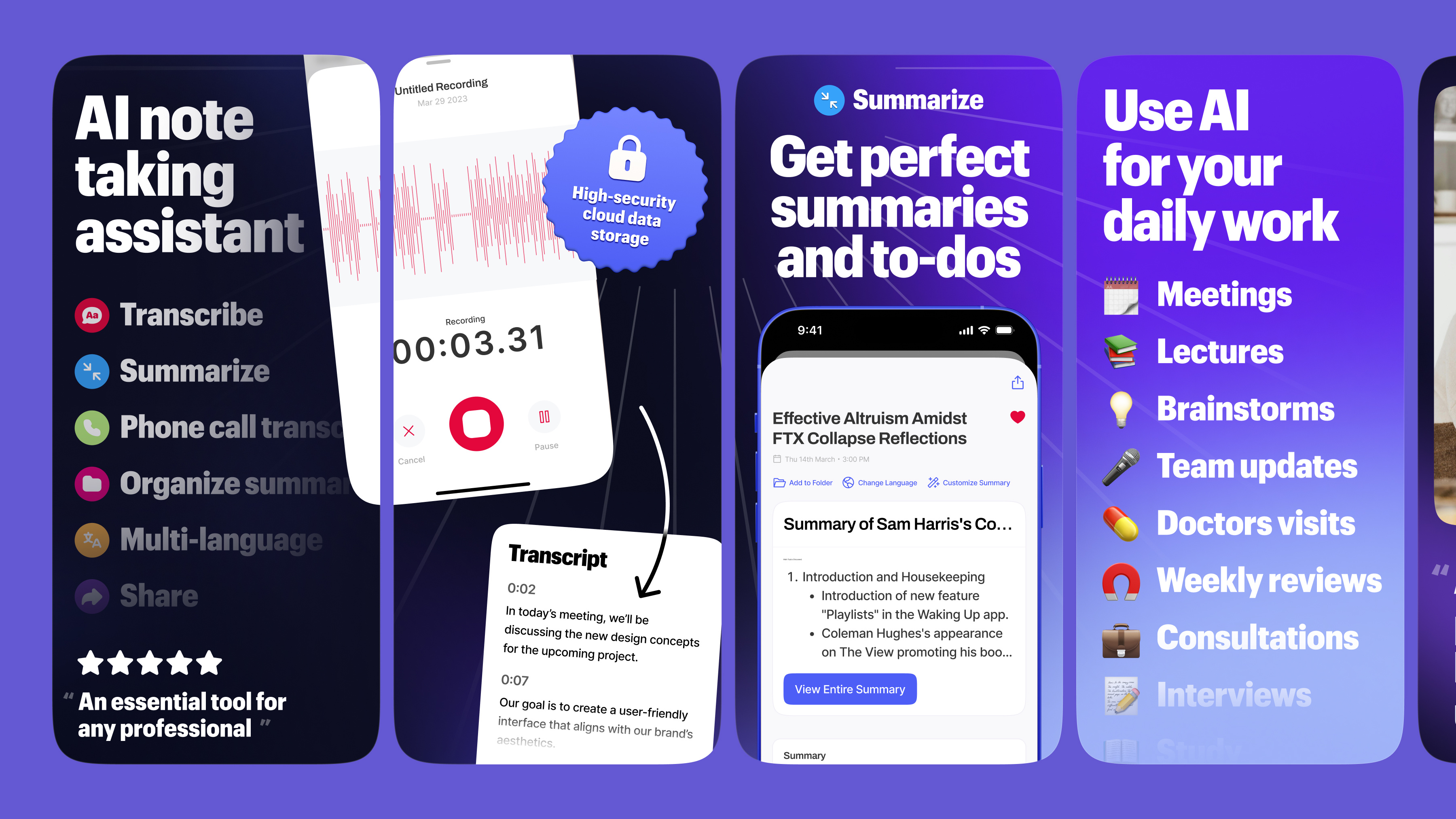 App Store Screenshots | Wave AI Note Taker & Recorder