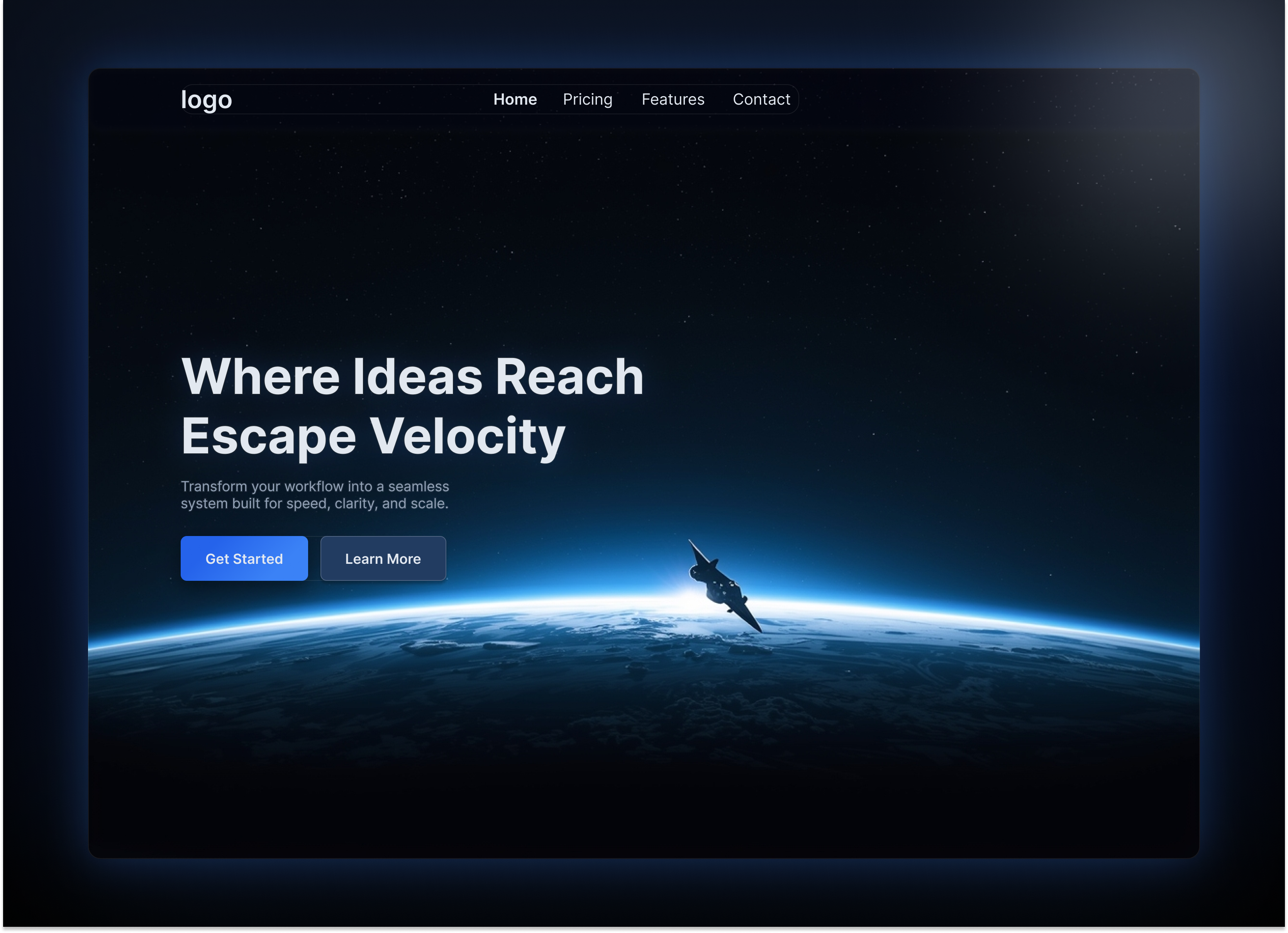Space-Themed Landing Page UI Design app design clean ui dark ui digital design futuristic hero section interaction interface landing page minimal modern product design saas startup ui ui design ux ux design web design website design