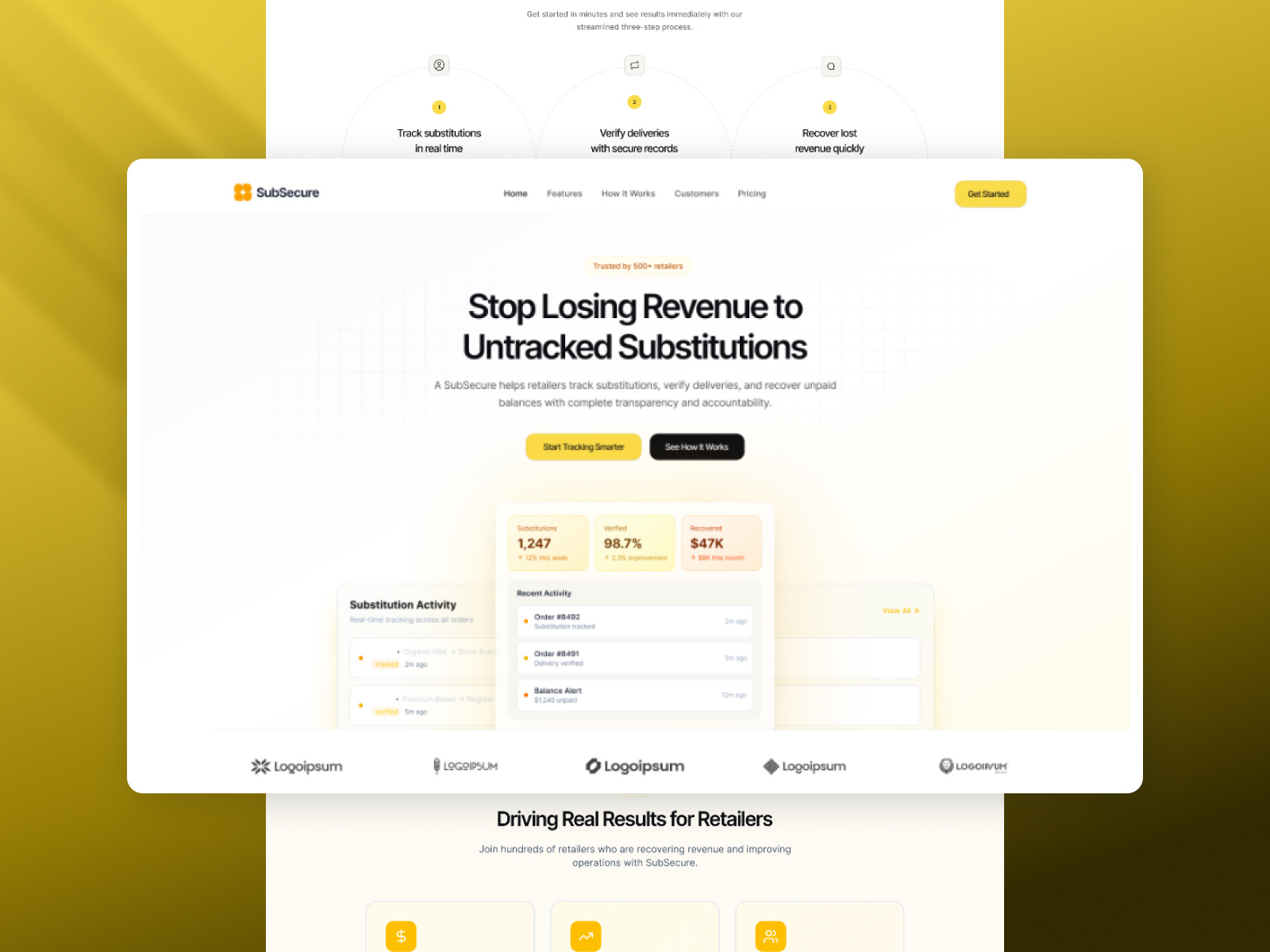Example of SubSecure — Retail Operations SaaS Platform 💛