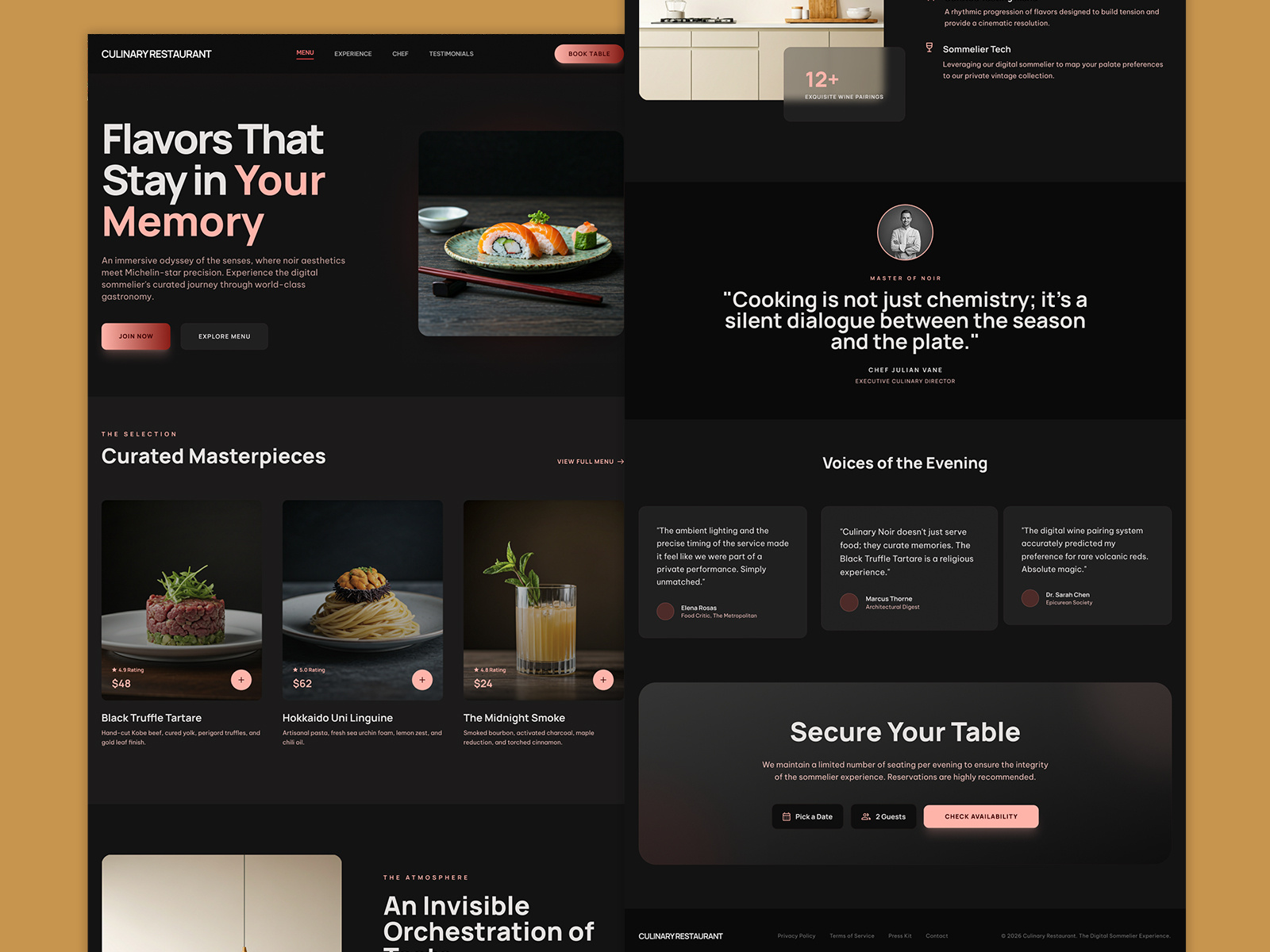 Luxury Restaurant Website UI | Culinary Restaurant Experience animation branding design inspiration dribbble figma hotel restaurant landing page landing page design product design restaurant restaurant website ui ui design ui ux design ux design web design web designer website design