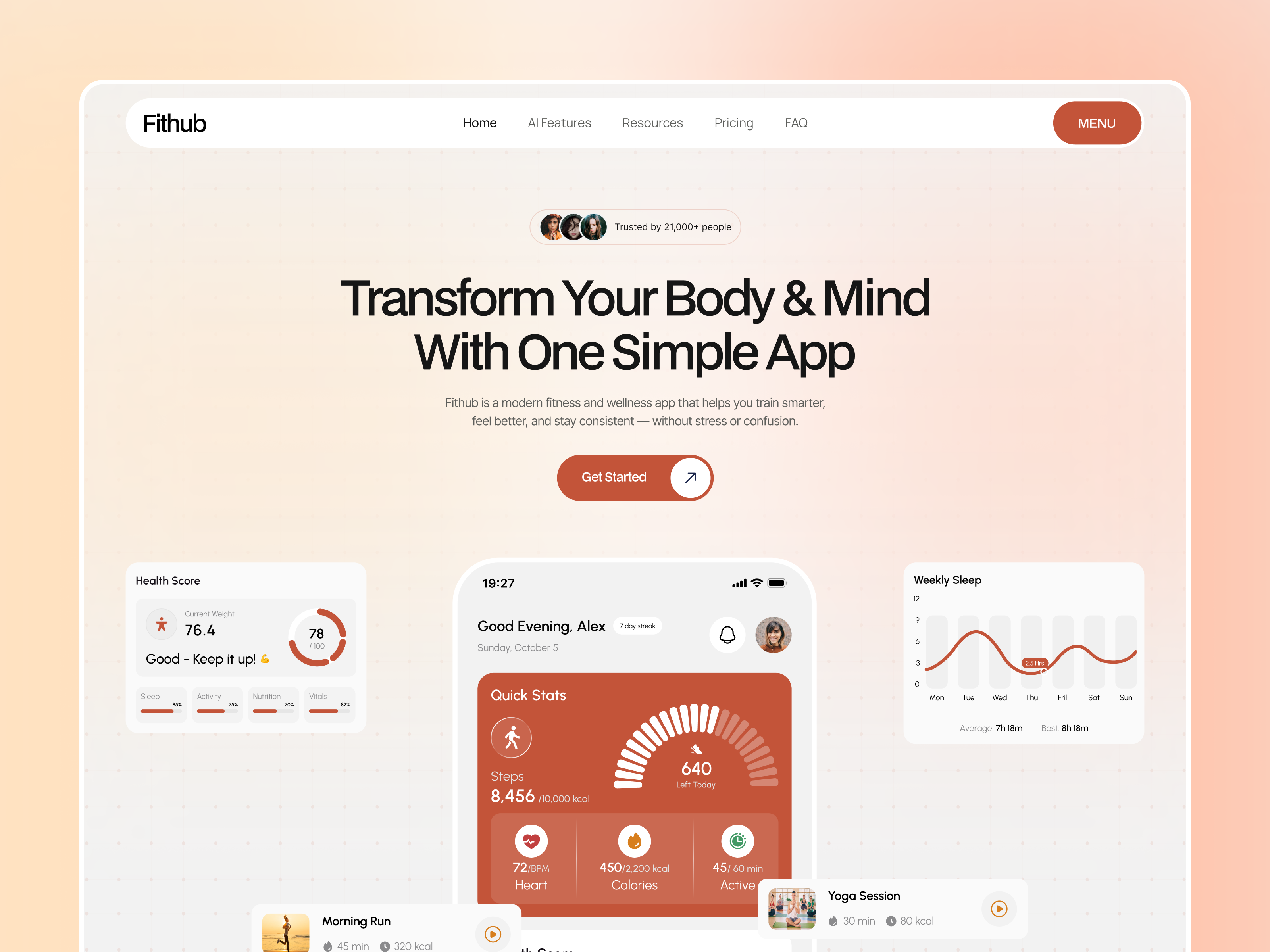 Example of Mobile App Landing Page UI UX Design