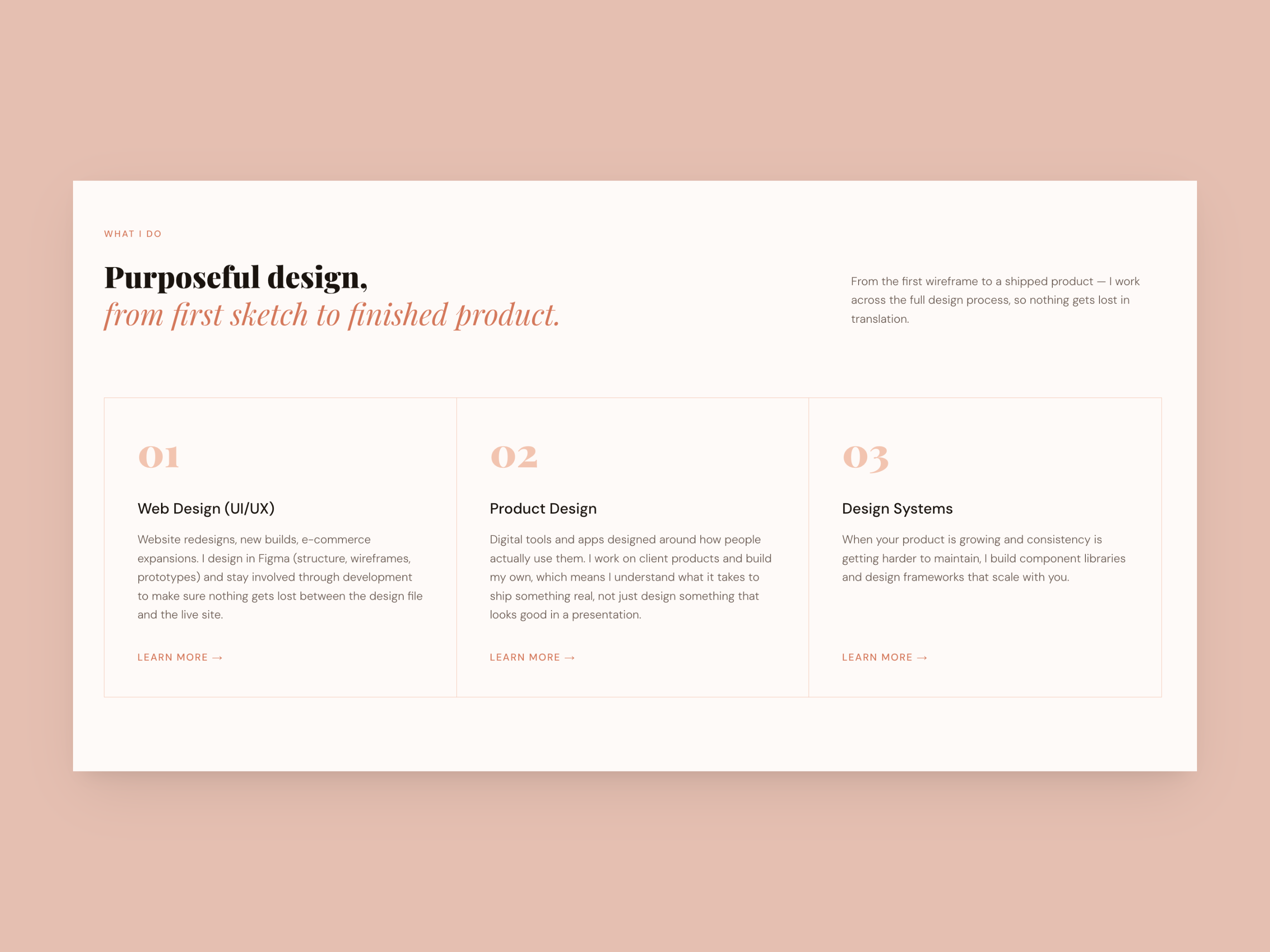 Services Section — Personal Website