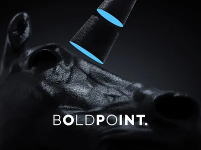 Logo and Head for BOLDPOINT Agency 3d black and white bold boldpoint branding chrome dark mode graphic design icon identity design logo metallic minimalist portfolio sleek startup symbol tech branding unicorn visual identity